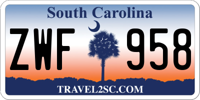 SC license plate ZWF958