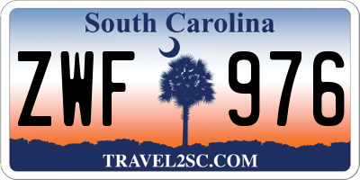 SC license plate ZWF976