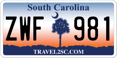 SC license plate ZWF981
