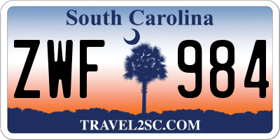 SC license plate ZWF984