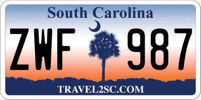 SC license plate ZWF987