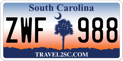 SC license plate ZWF988