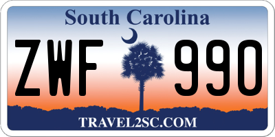 SC license plate ZWF990
