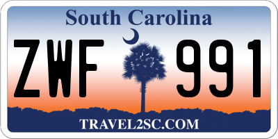 SC license plate ZWF991