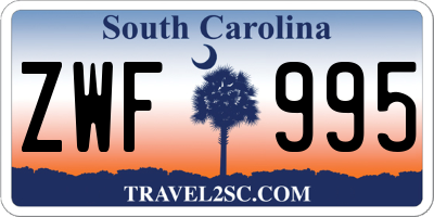 SC license plate ZWF995