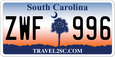 SC license plate ZWF996