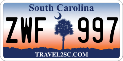SC license plate ZWF997