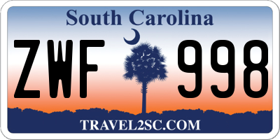 SC license plate ZWF998