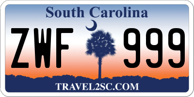 SC license plate ZWF999