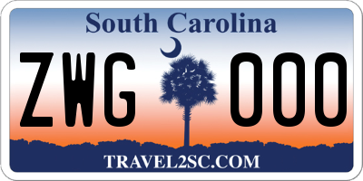SC license plate ZWG000