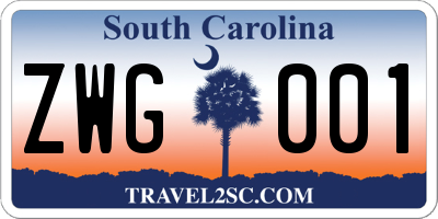 SC license plate ZWG001