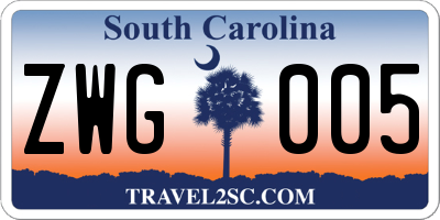 SC license plate ZWG005
