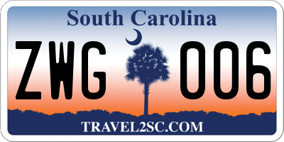 SC license plate ZWG006