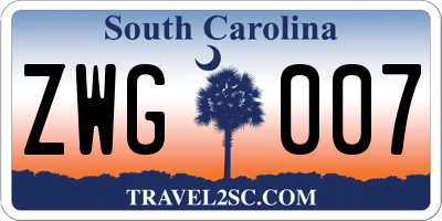 SC license plate ZWG007