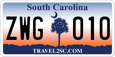 SC license plate ZWG010