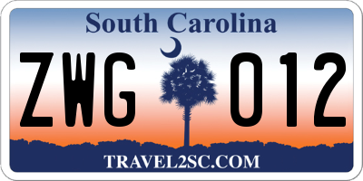 SC license plate ZWG012