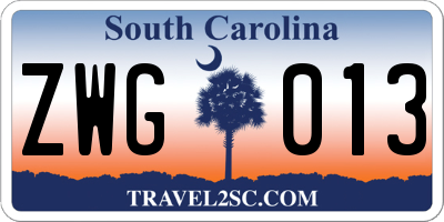 SC license plate ZWG013