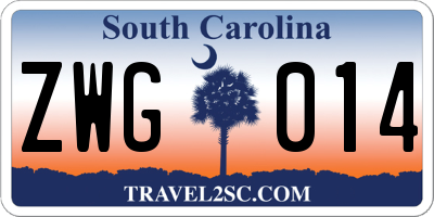 SC license plate ZWG014