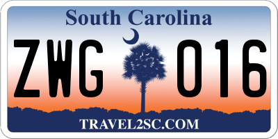 SC license plate ZWG016