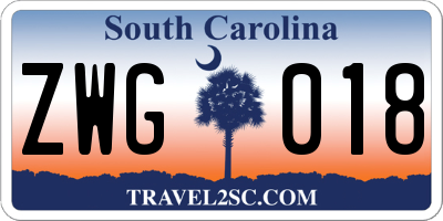 SC license plate ZWG018