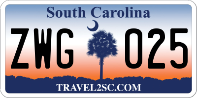 SC license plate ZWG025