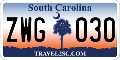 SC license plate ZWG030