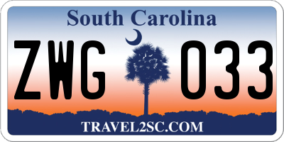 SC license plate ZWG033