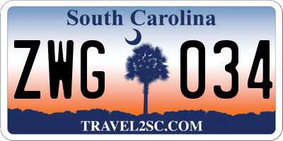 SC license plate ZWG034