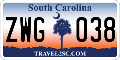 SC license plate ZWG038