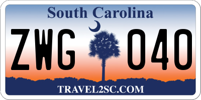 SC license plate ZWG040