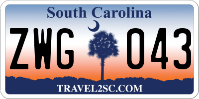 SC license plate ZWG043