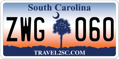 SC license plate ZWG060