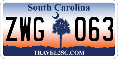 SC license plate ZWG063