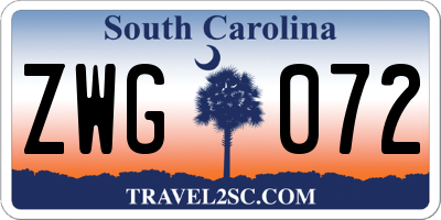 SC license plate ZWG072