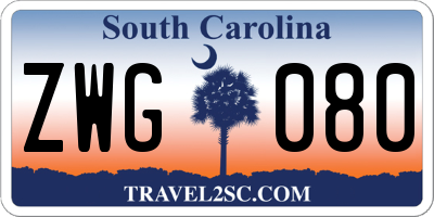 SC license plate ZWG080