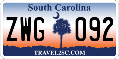 SC license plate ZWG092