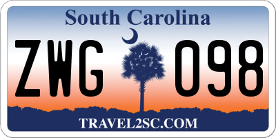 SC license plate ZWG098