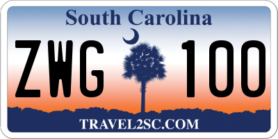 SC license plate ZWG100