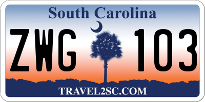 SC license plate ZWG103