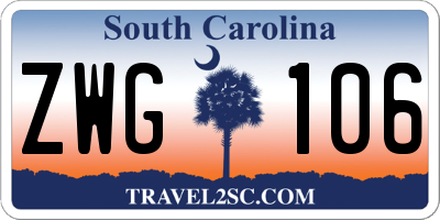 SC license plate ZWG106