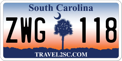 SC license plate ZWG118