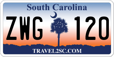 SC license plate ZWG120