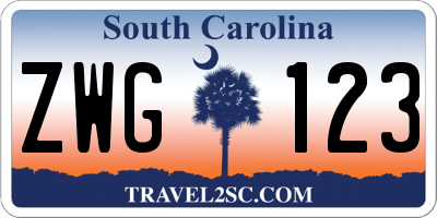 SC license plate ZWG123
