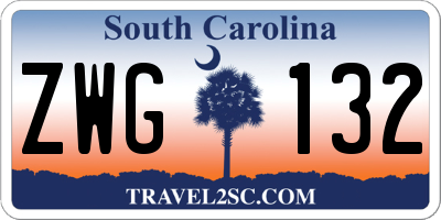 SC license plate ZWG132