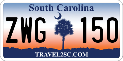 SC license plate ZWG150