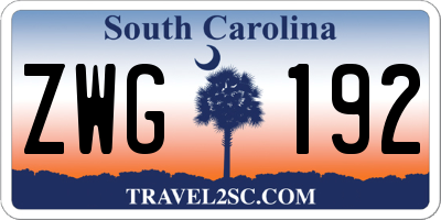 SC license plate ZWG192