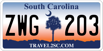 SC license plate ZWG203