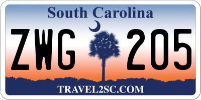 SC license plate ZWG205
