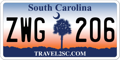 SC license plate ZWG206
