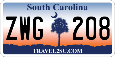 SC license plate ZWG208